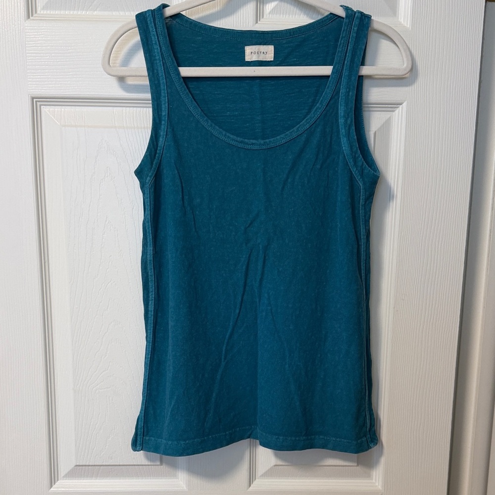 Womens Tank Top by Poetry Sz US 2 (XS/S) teal blue
